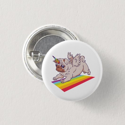 Ein Pugicorn Button (Vorne & Hinten)