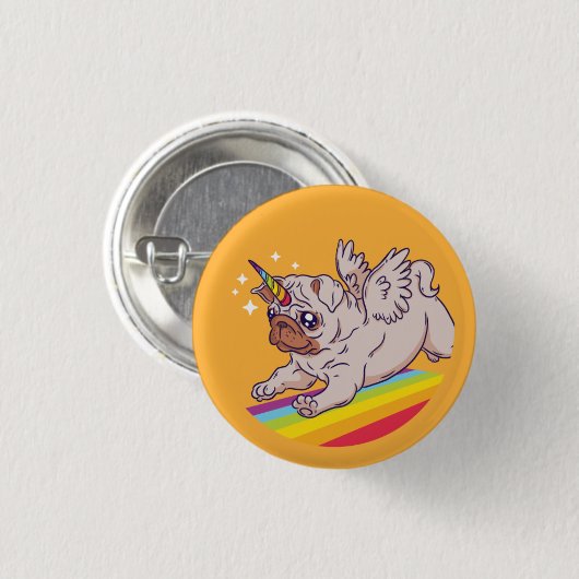 Ein Pugicorn Button (Vorne & Hinten)