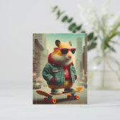 Ein Punk-Hamster in der City Retro Postkarte (Stehend Vorderseite)