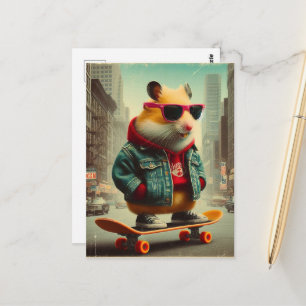 Ein Punk-Hamster in der City Retro Postkarte