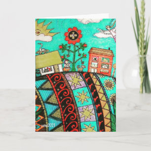 Ein Pysanka (Oster-Ei) Dorf Engel Volkskunst Karte