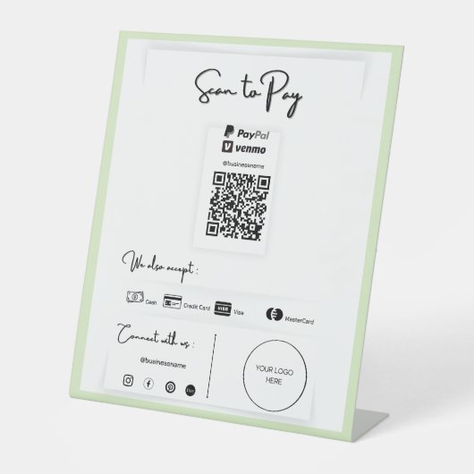 Ein QR-Code-Pedestzeichen bezahlen Sockelschild (Vorderseite)