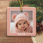 Ein quadratisches Foto plus Jahr - minimales Koral Keramikornament