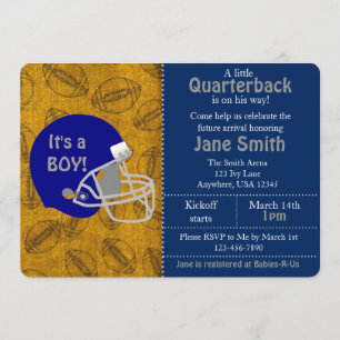 Ein Quarterback ist auf dem Weg Baby Dusche einlad Einladung