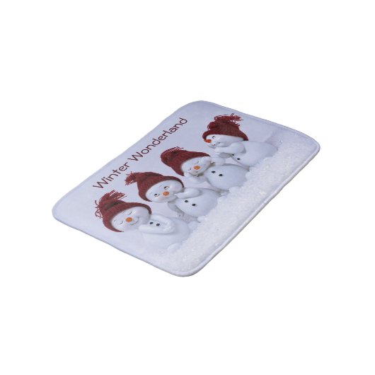 Ein Quartett der Schneemänner Badematte (Schrägansicht)