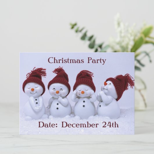 Ein Quartett der Schneemänner Einladung (Stehend Vorderseite)