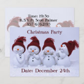 Ein Quartett der Schneemänner Einladung (Vorne/Hinten)