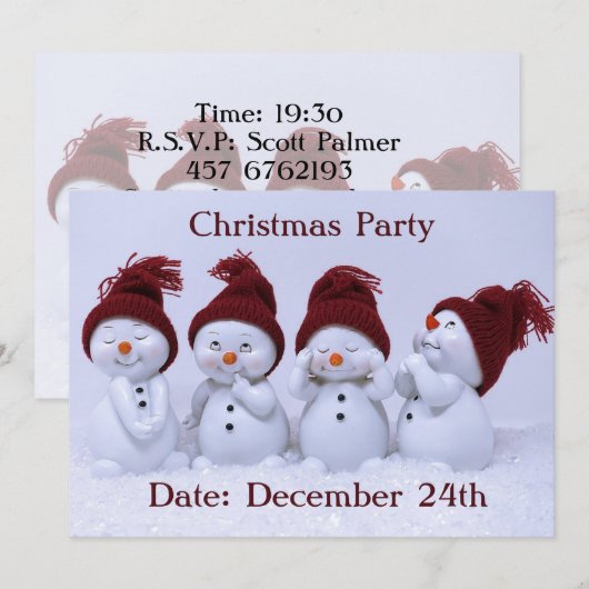 Ein Quartett der Schneemänner Einladung (Vorne/Hinten)