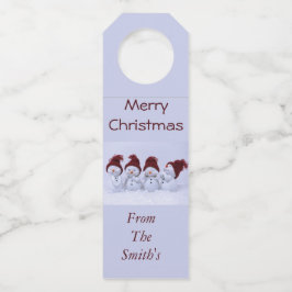 Ein Quartett der Schneemänner Flaschenanhänger