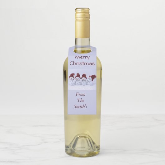 Ein Quartett der Schneemänner Flaschenanhänger (Auf Flasche)