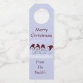 Ein Quartett der Schneemänner Flaschenanhänger (Vorderseite)