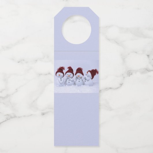 Ein Quartett der Schneemänner Flaschenanhänger (Rückseite)