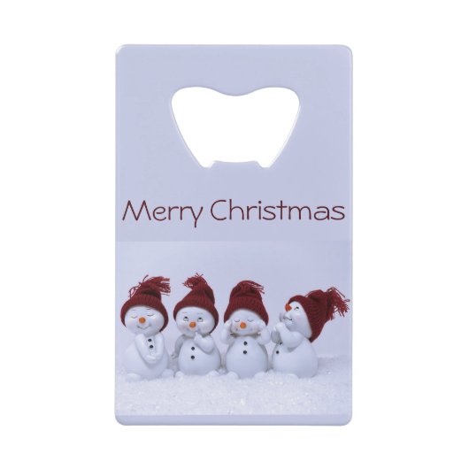 Ein Quartett der Schneemänner Geldbeutel Flaschenöffner (Vorderseite)