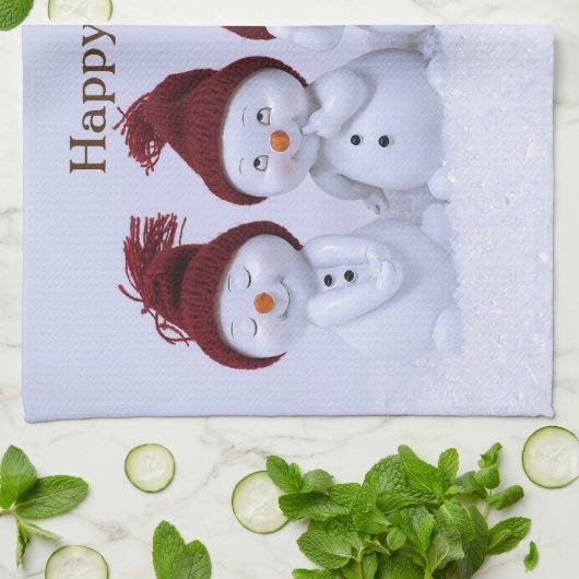 Ein Quartett der Schneemänner Geschirrtuch (Gefaltet)