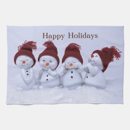 Ein Quartett der Schneemänner Geschirrtuch (Horizontal)