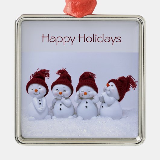 Ein Quartett der Schneemänner Ornament Aus Metall (Vorne)