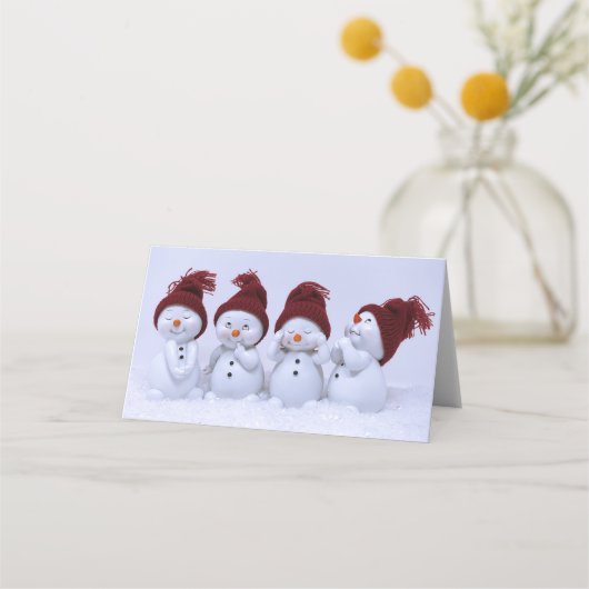 Ein Quartett der Schneemänner Platzkarte (Rückseite)