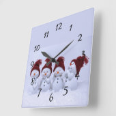 Ein Quartett der Schneemänner Quadratische Wanduhr (Winkel)