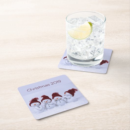 Ein Quartett der Schneemänner Rechteckiger Pappuntersetzer (Vor Ort)