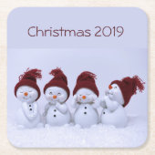 Ein Quartett der Schneemänner Rechteckiger Pappuntersetzer (Vorderseite)