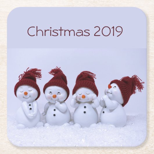 Ein Quartett der Schneemänner Rechteckiger Pappuntersetzer (Vorderseite)