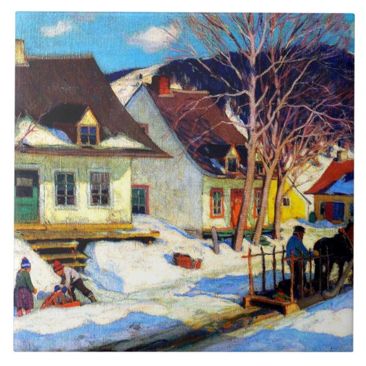 Ein Quebec Village Street by Clarence Gagnon Fliese (Vorderseite)