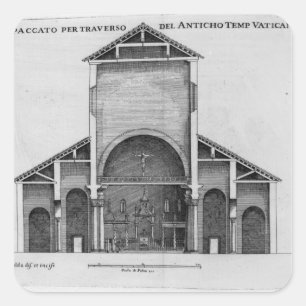 Ein Querschnitt der alten Vatikan-Kirche Quadratischer Aufkleber