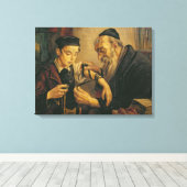 Ein Rabbi, der die Phylakterien an den Arm eines J Leinwanddruck (Insitu (Holzboden))