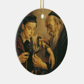 Ein Rabbiner, der die Gebetsriemen am Arm eines Keramik Ornament (Rechts)