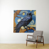 Ein Rabe in einer alten Eichenbaumnacht Wandteppich (Beispiel)