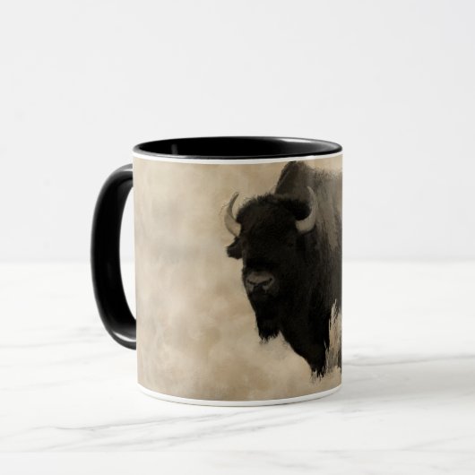"Ein Rad anhalten" - Bison-lovers Design Tasse (Vorderseite Links)