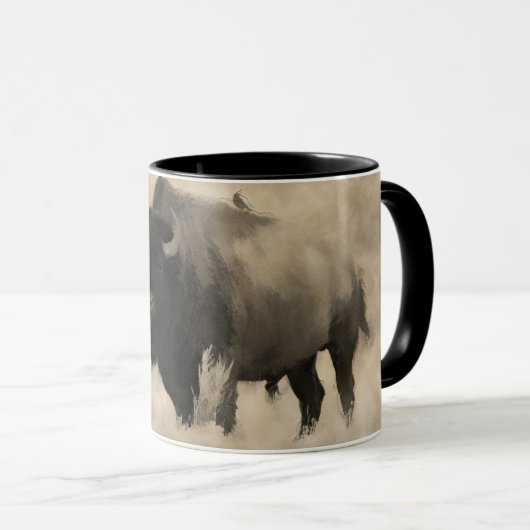 "Ein Rad anhalten" - Bison-lovers Design Tasse (VorderseiteRechts)