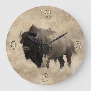 Ein Rad anhalten - Design des Bison-Liebhabers Große Wanduhr