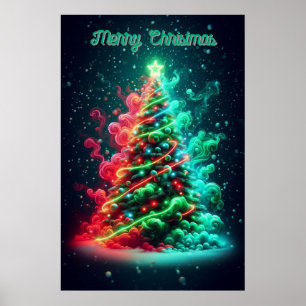 Ein rauchiger roter und grüner Weihnachtsbaum 24x3 Poster