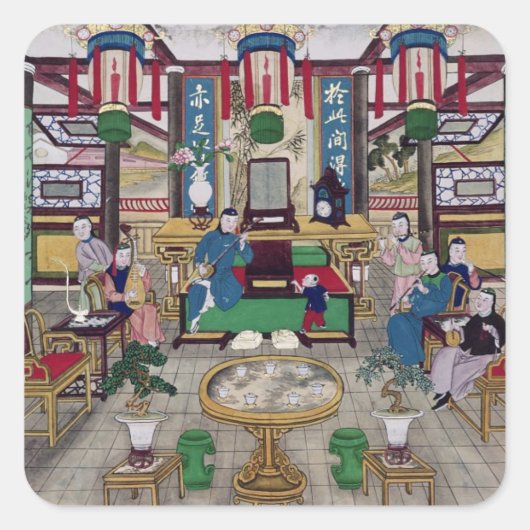 Ein Raum im Haus von Hongkong, ein Peking-Händler Quadratischer Aufkleber (Vorderseite)