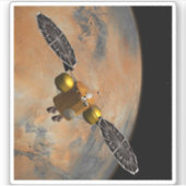 Ein Raumfahrzeug, das Mars umkreist. Aufkleber (Vorderseite)