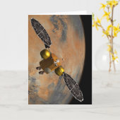 Ein Raumfahrzeug, das Mars umkreist. Karte (Gelbe Blume)