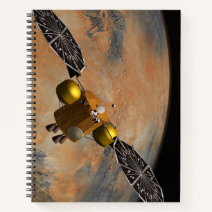 Ein Raumfahrzeug, das Mars umkreist. Notizblock