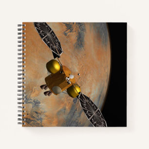 Ein Raumfahrzeug, das Mars umkreist. Notizblock