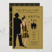 Ein rauschendes 20er-Party, Gangster Flapper Deko Einladung (Vorne/Hinten)