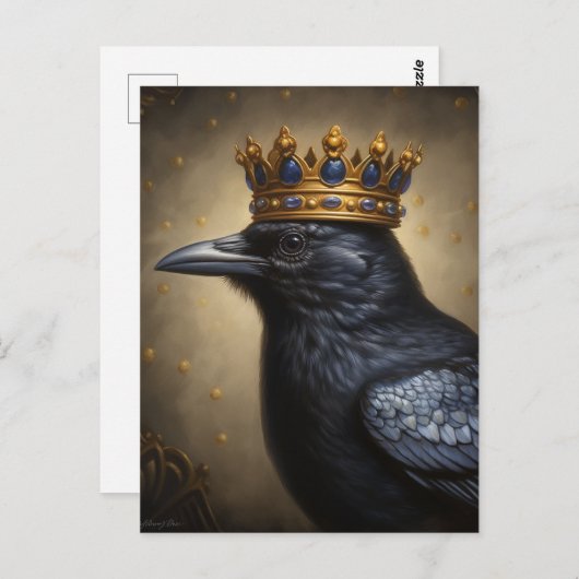 Ein Raven in einer Krone Postkarte (Vorne/Hinten)