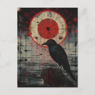 Ein Raven mit Uhr Postkarte