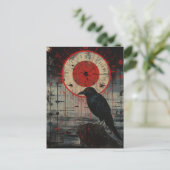 Ein Raven mit Uhr Postkarte (Stehend Vorderseite)