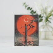 Ein Raven Red Black Sci Fi Horror Art Postkarte (Stehend Vorderseite)