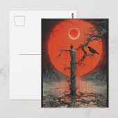Ein Raven Red Black Sci Fi Horror Art Postkarte (Vorne/Hinten)