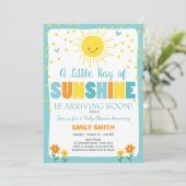 Ein Ray Sunshine Baby Dusche Einladung Blue Boy (Stehend Vorderseite)