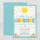 Ein Ray Sunshine Baby Dusche Einladung Blue Boy (Vorne/Hinten)