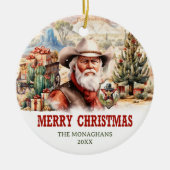 Ein realistisches Bild mit dem Santa Cowboy Keramik Ornament (Vorne)