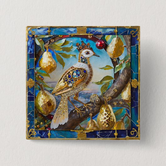 Ein Rebhuhn in einem Birnbaum Button (Vorderseite)