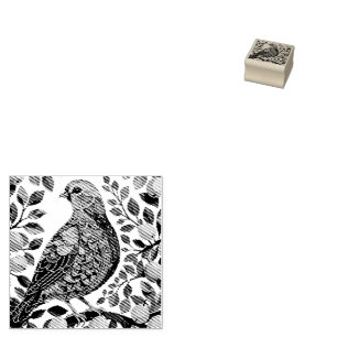 Ein Rebhuhn in einem Birnbaum-Schablonen-Stil Gummistempel